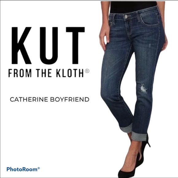 KUT from the Kloth Men's Catherine Boyfriend Distressed Denim Shorts Blue Size 2